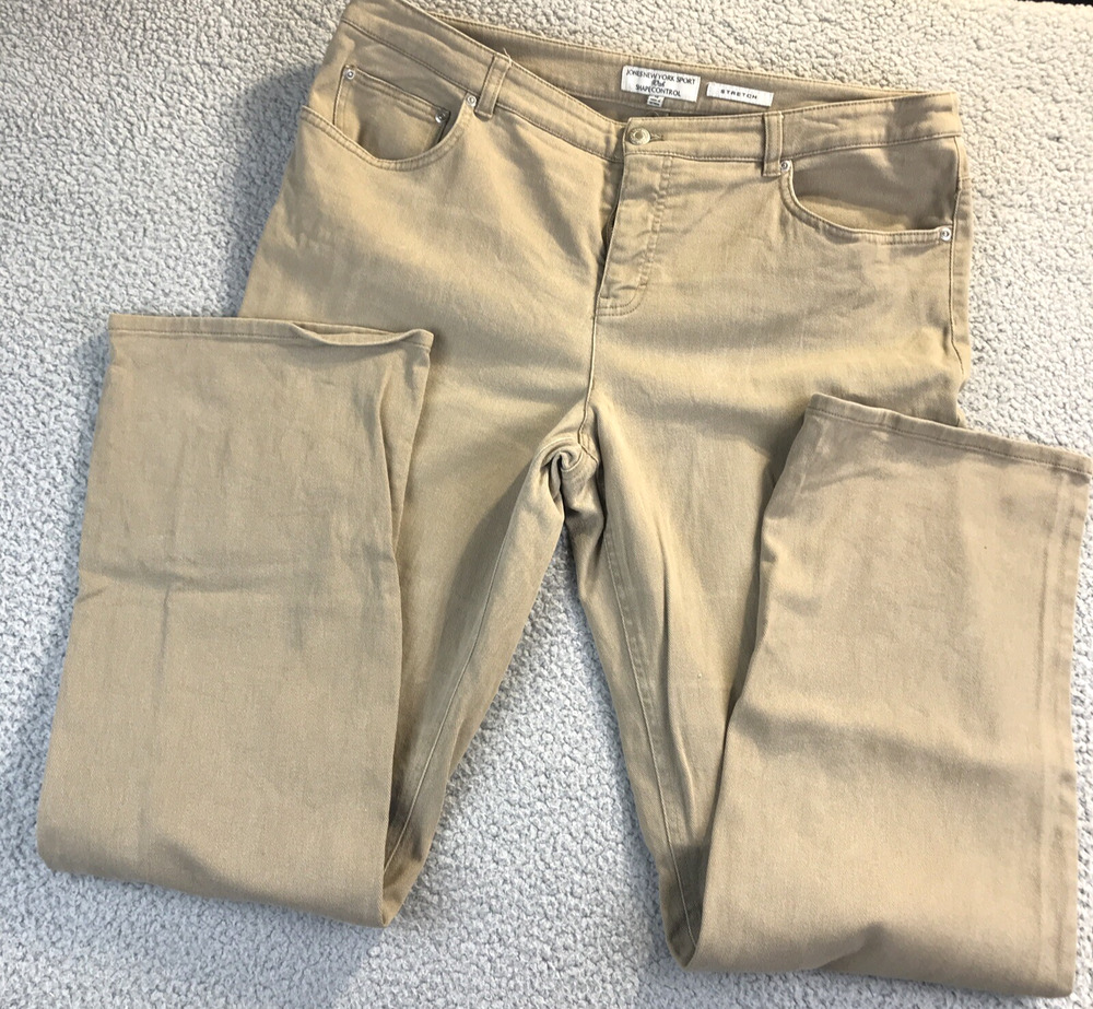 Womens Jeans Jones New York Sport Beige Shape Control Stretch Straight Denim 14